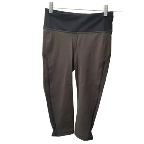 Lululemon Smooth Stride Crop Dark Olive / Black 4 - Picture 2 of 9